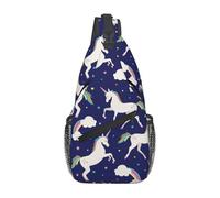 Sacs Poitrine Chevaux Mignons Rainbow Bleu Marine, Durable Cross Body Réglable Bandouliere pour Homme Femme Randonnée