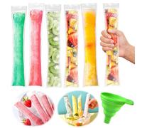 Sacs Popsicle, 200 Pièces Sacs à Glace Jetables avec 1 entonnoir en silicone, DIY Pochettes Popsicle Moule, Sacs de Sucettes Glacées pour Yaourt, Bonbons glacés, Glaces Party Favors