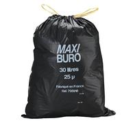 Sacs poubelle 30 litres liens coulissants Maxiburo - Carton de 200