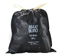 Sacs poubelle 50 litres liens coulissants Maxiburo - Carton de 200