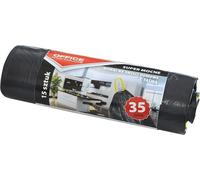 Sacs poubelle avec cordon de serrage OFFICE PRODUCTS, super résistants (LDPE), 35l, 15 pièces, noir