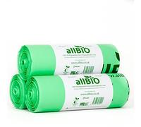 Sacs poubelle compostables allBIO 80L pour cuisine et collecte en bordure de trottoir/sacs de jardin - Paquet de 60