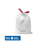 Sacs poubelle déchets courants Brabantia poignées coulissantes blancs 20 L, lot de 40