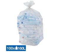 Sacs poubelle déchets courants translucides recyclés 160 L, lot de 100