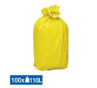 Sacs poubelle déchets lourds jaunes 110 L, lot de 100