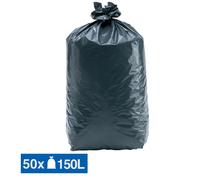 Sacs poubelle déchets lourds Tradition qualité super épaisse gris 150 L, lot de 50