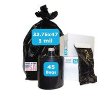 Sacs poubelle robustes pour entrepreneur, 83,2 x 119,4 cm - 3 MIL d'épaisseur, noir, grands sacs poubelle industriels (sans oreilles) pour la construction et une utilisation commerciale (sans attaches