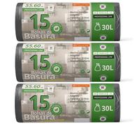 Sacs Poubelle, Sacs 30L, Résistants, Matériau 100% Recyclé et Recyclable, Anti-Fuite, Fermeture Facile, Convient à Tous Types de Déchets, 55x60 cm - Ofituria (45 sacs, 30L)