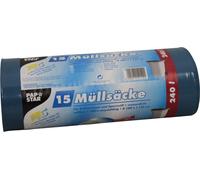 Sacs poubelle STARPAK LDPE 240 litres bleu 15 sacs