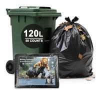 Sacs poubelle très résistants - Noir - 120 l - 90 x 100 cm - Facile à retirer - Pour la maison, le jardin et une utilisation commerciale