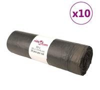 Sacs poubelles avec cordons 250 pcs noir 60 L