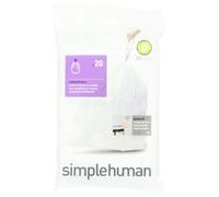 Sacs poubelles cordon Simplehuman Code G sur mesure, en distributeur, 30 litres / 8 gallons, blancs - 20 sacs