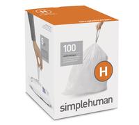 Sacs poubelles cordon Simplehuman Code H sur mesure, en distributeur, 100 unit s, 30-35 litres / 8-9,2 gallons, blancs