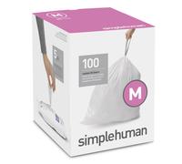 Sacs poubelles cordon Simplehuman Code M sur mesure, en distributeur, 100 unit s, 45 litres / 11,9 gallons, blancs