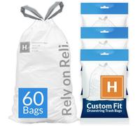 Sacs poubelles Reli. Custom Fit H (60 unités) compatibles avec les sacs Simplehuman Code H de 30 à 35 L (8 à 9 Gal) | Sacs poubelles à cordon | S