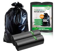 Sacs poubelles robustes 50L, KITBEST 40 sacs poubelles en plastique recyclables, sacs poubelles pour grande poubelle de maison, bureau, cuisine, jardin, noir (60 x 80 cm)