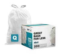 Sacs poubelles sur mesure Plasticplace compatibles avec les sacs poubelles cordon Simplehuman Code Q (lot de 200) blancs de 13 17 gallons, 25