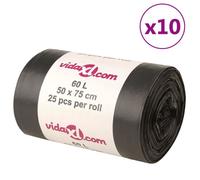 vidaXL Sacs poubelles 60 L – 250 pcs – Noir