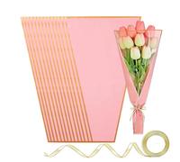 Sacs Pour Bouquets Floraux,50 Pièces 28 x 46 x 9 cm Transparent Avec Ruban - Porte-Bouquets pour Bar à Fleurs | Pour Fête, Mariage, Anniversaire, Fête Des Mères, Saint-Valentin, Remise De Diplômes