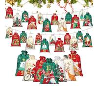 Sacs pour cadeaux de Noël - Calendrier de l'Avent 24 poches numérotées | Sacs à bonbons en tissu réutilisables, pour mariage, fête, fête, arbre de bonbons, anniversaire, nouveau-né