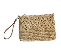 Sacs pour femme Sac en paille tressée ajourée, frais et naturel, polyvalent et alliant design classique savoir- moderne, idéal pour vos sorties affirme un charme unique (Beige, 28x22cm)