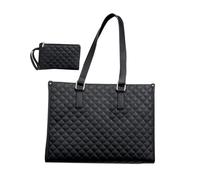 Sacs pour ordinateur portable pour femme avec compartiment à déjeuner isotherme et étanche en cuir synthétique de 16,75 pouces, sac à main de designer pour l'école, le bureau - Noir