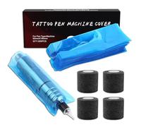 Sacs pour Stylos de Tatouage avec Ruban Adhésif de Tatouage - PEPAX 200 pièces 6.5 * 18 cm Housses pour Machine à Tatouer et 4 Pièces Tattoo Grip Tape étuis pour Stylos de Tatouage
