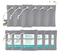 Sacs purificateurs d'air au charbon actif de bambou Lot de 12 sacs de charbon de bambou pour purifier l'air, absorbe les odeurs, absorbe l'humidité, désodorisant naturel pour voiture(75g*6+200g*6)