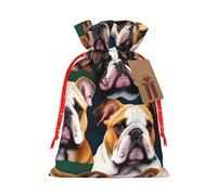 Sacs réutilisables avec cordon de serrage - Motif bouledogue anglais - Pour fêtes, anniversaires et fêtes - Respectueux de l'environnement