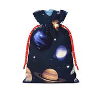 Sacs réutilisables avec cordon de serrage, motif planètes, étoiles et galaxie, sacs de fête, cadeaux de vacances, d'anniversaire, pochettes écologiques