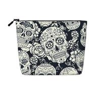 Sacs réutilisables avec imprimé tête de mort, grande capacité, trousse de toilette de voyage, trousse de maquillage avec fermeture éclair