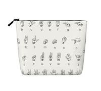 Sacs réutilisables avec inscription en anglais « Snack Sign Language » - Grande capacité - Trousse de toilette de voyage - Sacs de maquillage avec fermeture éclair