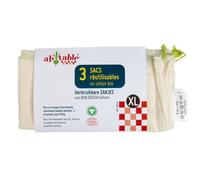 Ecodis – Sacs réutilisables – Lot de 3 XL pour légumes volumineux en coton bio