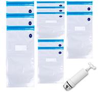 Sacs sous vide pour aliments - 10 sacs sous vide réutilisables avec 1 pompe à main, sacs sous vide sans BPA, sacs sous vide sous vide (22x21 cm * 2 + 22x28 cm * 3 + 22x34 cm * 3 + 26x28 cm * 2)