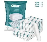 Sacs sous vide - SILLAR - Lot de 9 - 6x 40x60 cm / 3x 60x80 cm - Épaisseur 80 microns - Pompe incluse