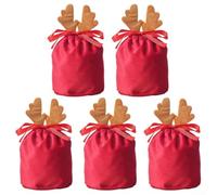 Sacs Tirage pour velours Doux pour Bonbons de Noël Sacs Tirage(Red) | pour velours doux , design renne 3D, pour idéal bonbons et petits jouets, fermeture à pratique