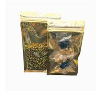 Sacs Ziplock refermables, Sachets plats à fermeture éclair en aluminium, paquet de 50, tailles multiples, dorés et transparents(14x20cm)
