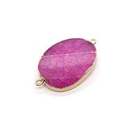 SACVXOKD Connecteurs en cristal de forme ovale, section en pierre semi-précieuse, bord doré, bricolage, 25 x 41 mm, 1 pièce