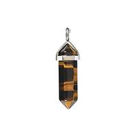 SACVXOKD Pendentif hexagonal en pierre de 14 couleurs, collier en cristal, chaîne de pull, pendentif à pointe de quartz, 41 x 10 mm, 1 pièce(Tigereye-1pc)