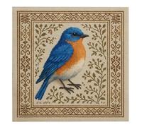 sacxi Kit de broderie au point de croix sur le thème des oiseaux avec motif floral - Cardinal, colibri, merle bleu - Kit complet d'art de broderie à faire soi-même pour débutants et expérimentés