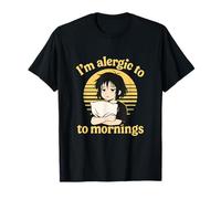 Sad Anime Girl Vaporwave Harajuku I'm Allergic to Mornings T-Shirt