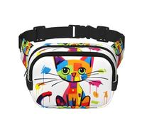 Sad Cat Fitness Sac à bandoulière de voyage tendance et décontracté Sac banane carré double couche Noir Taille unique, Noir/blanc, One Size