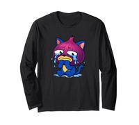 Sad Crying Onion Cat Cartoon Funny Chopping Onions Meme Manche Longue