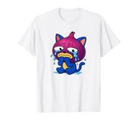 Sad Crying Onion Cat Cartoon Funny Chopping Onions Meme T-Shirt Graphique avec Valeur, Homme, Blanc, M