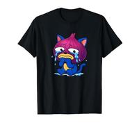 Sad Crying Onion Cat Cartoon Funny Chopping Onions Meme T-Shirt Graphique avec Valeur, Homme, Noir, M