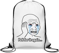 Sad crying person with regret Sac de gym décontracté avec cordon de serrage Blanc