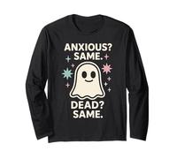 Sad Ghost Ghost Humour Anxiety Ghost Mental Health Funny Manche Longue