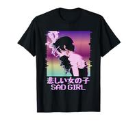 Sad Girl Japanese Vaporwave Alt Indie Aesthetic Anime Girl T-Shirt
