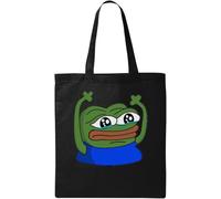 Sad Hype Pepe Sac fourre-tout en coton écologique naturel Noir, Noir , Taille unique