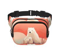 Sad Polar Bear Fitness Sac à bandoulière de voyage tendance et décontracté Sac banane carré double couche Noir Taille unique, Noir/blanc, One Size